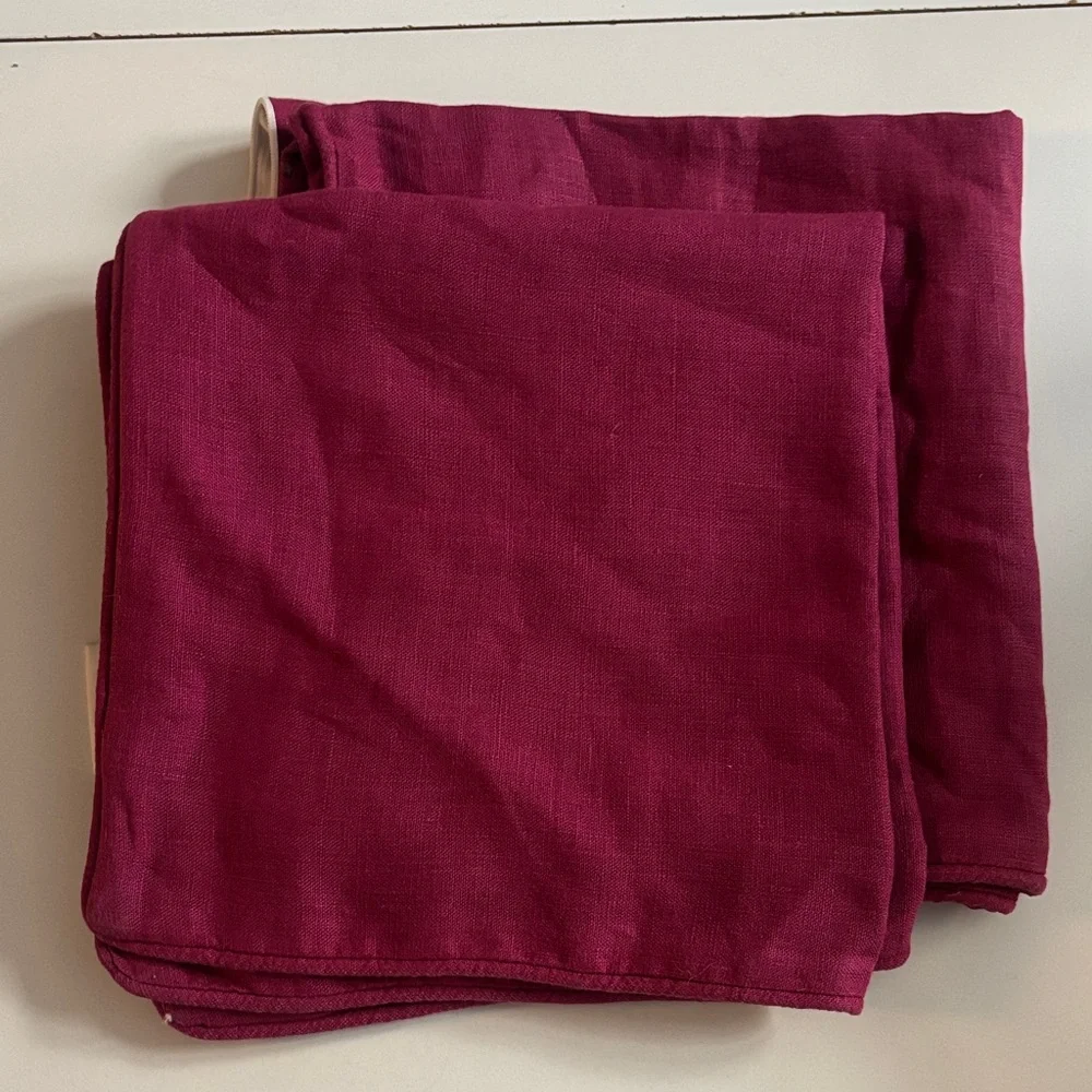 SFERRA Deep Raspberry Linen Pillow Case Cover set of 2